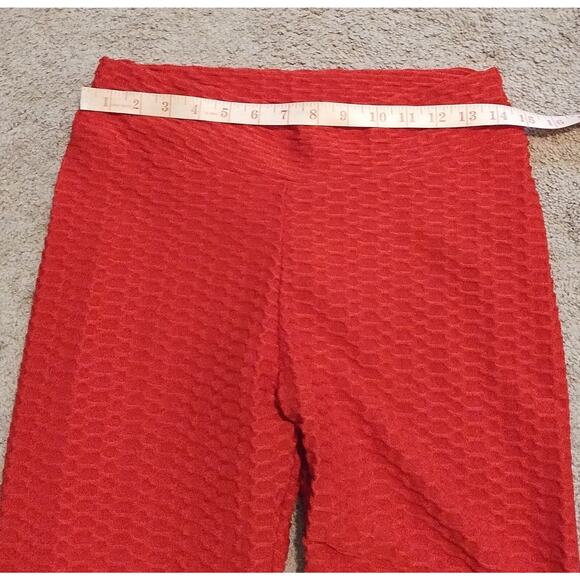 Unbranded Red Waffle Skinny Leggings Size XL Scrunch Butt Squat Proof - Picture 6 of 7